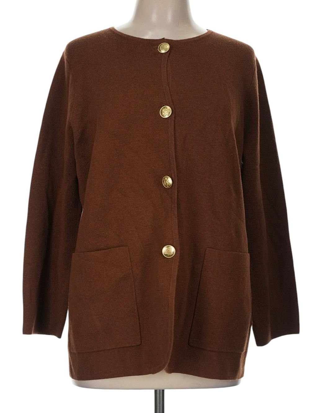 J. Crew Giselle Sweater Blazer Size M Brown Gold Buttons Business Casual NWT
